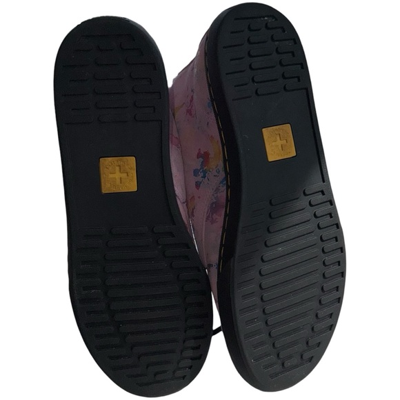 DR MARTENS Sheridan Pink Confetti Suede Lace-Up Boots Rainbow Burst - Picture 6 of 7